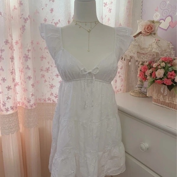 ASOS White Ruffle Sleeve Mini Dress - Picture 1 of 1